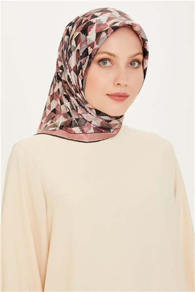 Armine Geometrik Desenli Sura Saf İpek Eşarp 9214D 86
