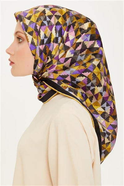 Armine Geometrik Desenli Sura Saf İpek Eşarp 9214D 36