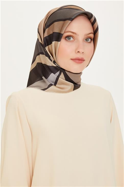 Armine Geometrik Desenli Sura Saf İpek Eşarp 9232D 84