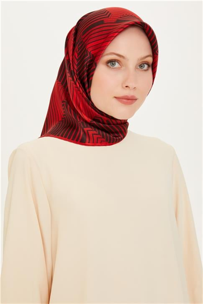 Armine Geometrik Desenli Sura Saf İpek Eşarp 9218D 82