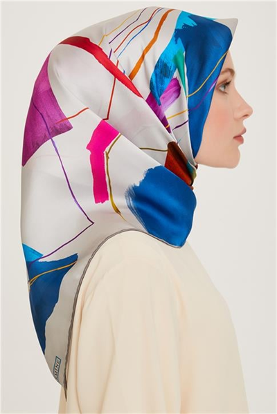 Armine Geometrik Desenli Sura Saf İpek Eşarp 9241D 82 05