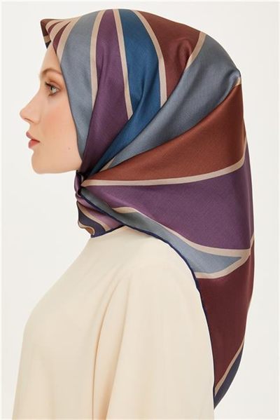 Armine Geometrik Desenli Sura Saf İpek Eşarp 9232D 32