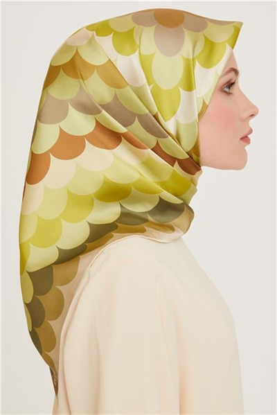 Armine Geometrik Desenli Sura Saf İpek Eşarp 9212D 37