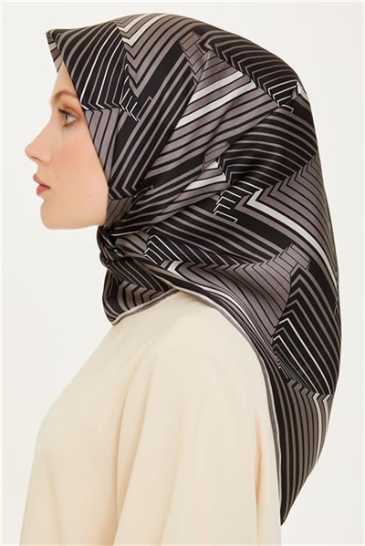 Armine Geometrik Desenli Sura Saf İpek Eşarp 9218D 81