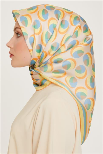 Armine Geometrik Desenli Sura Saf İpek Eşarp 9219D 05 54