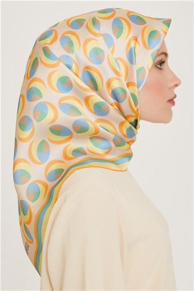 Armine Geometrik Desenli Sura Saf İpek Eşarp 9219D 05 54