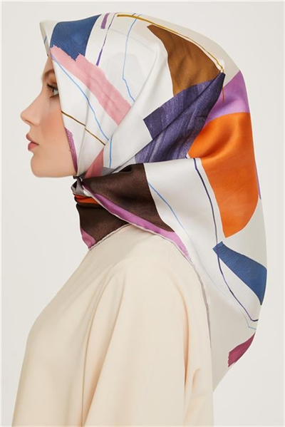 Armine Geometrik Desenli Sura Saf İpek Eşarp 9241D 82 33
