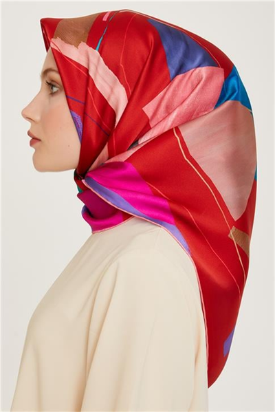 Armine Geometrik Desenli Sura Saf İpek Eşarp 9241D 82 82