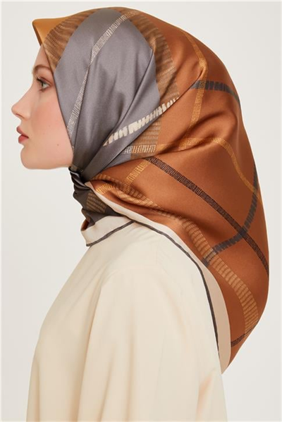 Armine Geometrik Desenli Sura Saf İpek Eşarp 9206D 09