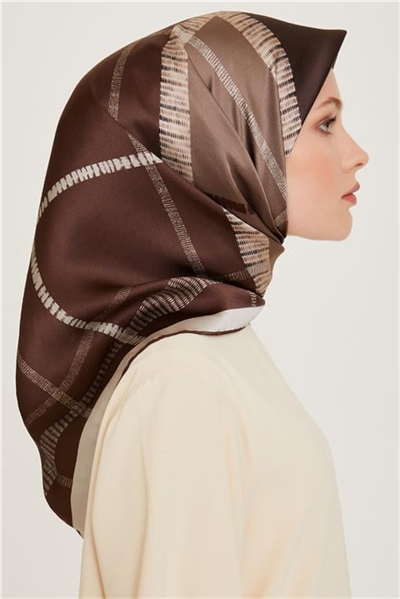Armine Geometrik Desenli Sura Saf İpek Eşarp 9206D 87