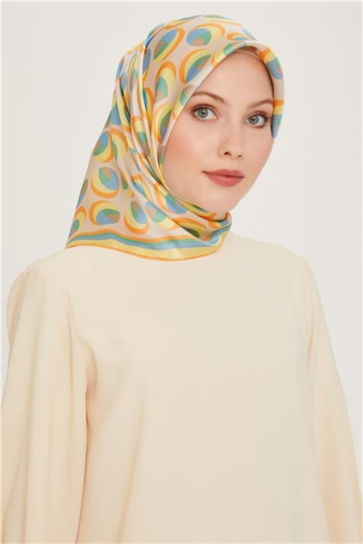 Armine Geometrik Desenli Sura Saf İpek Eşarp 9219D 05 54