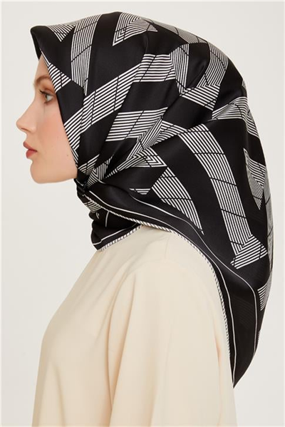 Armine Geometrik Desenli Sura Saf İpek Eşarp 9255D 80
