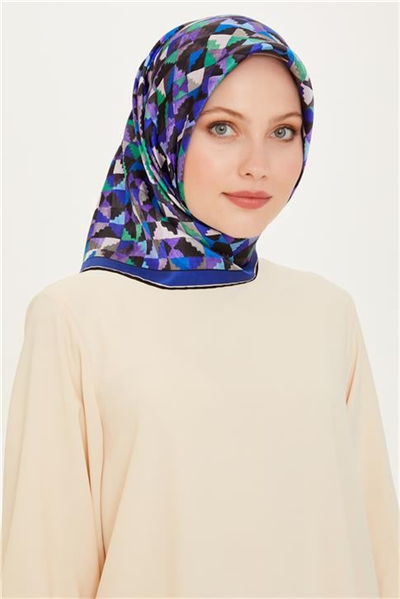 Armine Geometrik Desenli Sura Saf İpek Eşarp 9214D 53