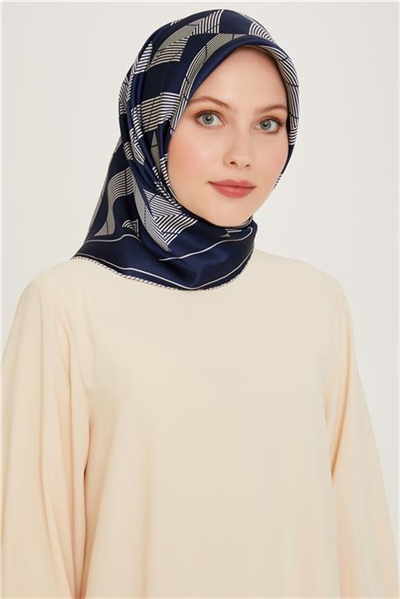 Armine Geometrik Desenli Sura Saf İpek Eşarp 9255D 82