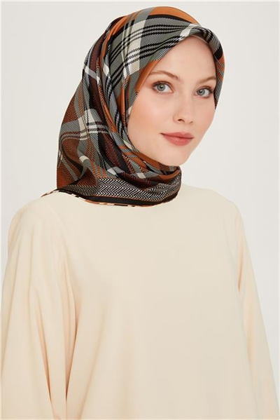 Armine Geometrik Desenli Sura Saf İpek Eşarp 9223D 33 01