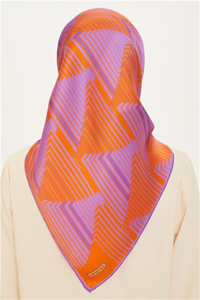 Armine Geometrik Desenli Sura Saf İpek Eşarp 9218D 13