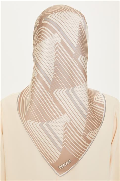 Armine Geometrik Desenli Sura Saf İpek Eşarp 9218D 83