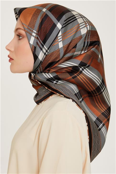Armine Geometrik Desenli Sura Saf İpek Eşarp 9223D 33 01