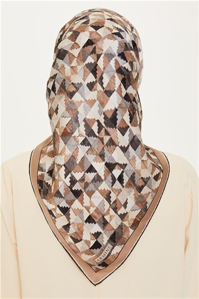 Armine Geometrik Desenli Sura Saf İpek Eşarp 9214D 82