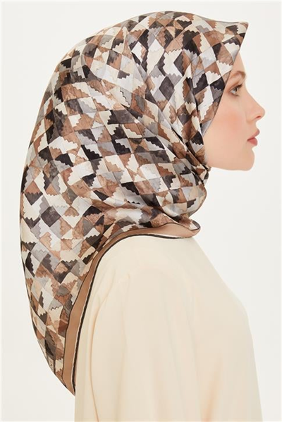 Armine Geometrik Desenli Sura Saf İpek Eşarp 9214D 82