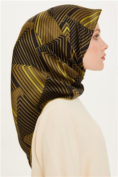 Armine Geometrik Desenli Sura Saf İpek Eşarp 9218D 04