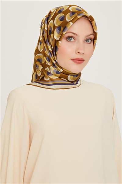 Armine Geometrik Desenli Sura Saf İpek Eşarp 9219D 05 06
