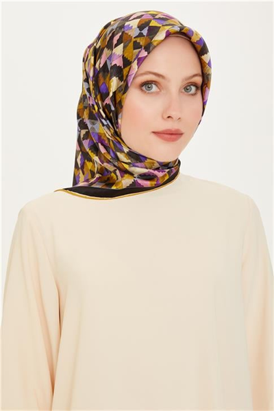 Armine Geometrik Desenli Sura Saf İpek Eşarp 9219D 05 31