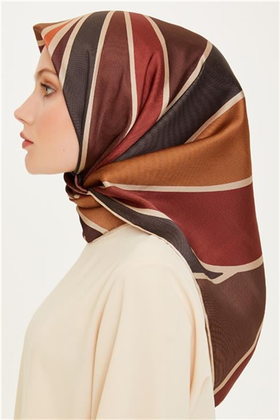 Armine Geometrik Desenli Sura Saf İpek Eşarp 9232D 34