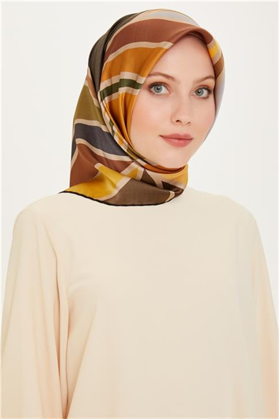 Armine Geometrik Desenli Sura Saf İpek Eşarp 9232D 35