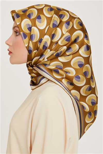 Armine Geometrik Desenli Sura Saf İpek Eşarp 9219D 05 06