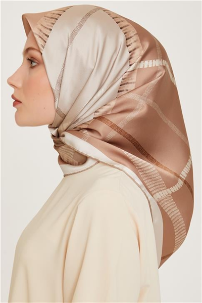Armine Geometrik Desenli Sura Saf İpek Eşarp 9206D 85