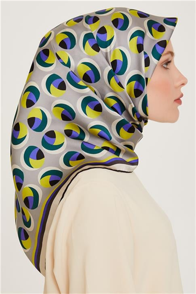 Armine Geometrik Desenli Sura Saf İpek Eşarp 9219D 05 82