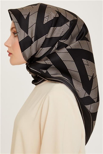Armine Geometrik Desenli Sura Saf İpek Eşarp 9255D 81
