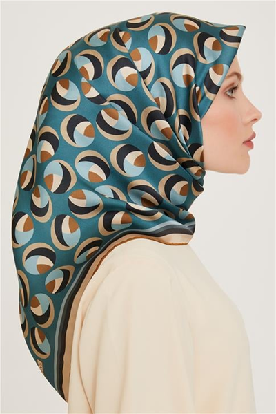 Armine Geometrik Desenli Sura Saf İpek Eşarp 9219D 05 34