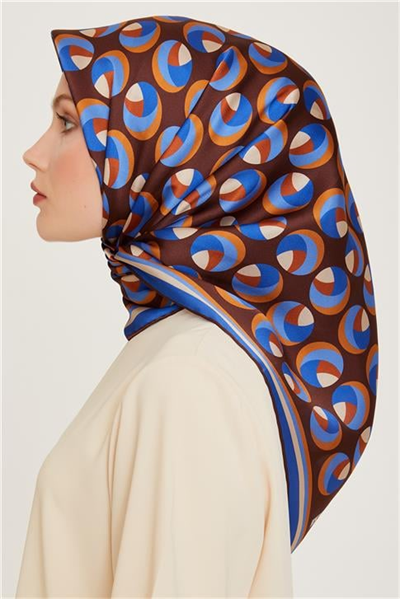 Armine Geometrik Desenli Sura Saf İpek Eşarp 9219D 05 02