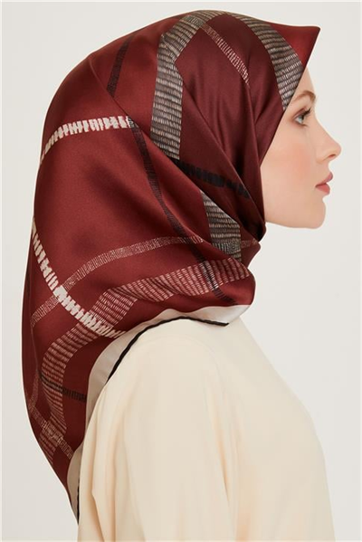 Armine Geometrik Desenli Sura Saf İpek Eşarp 9206D 81