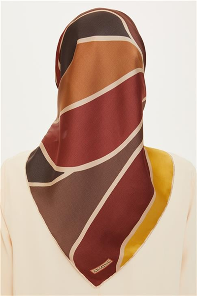 Armine Geometrik Desenli Sura Saf İpek Eşarp 9232D 34