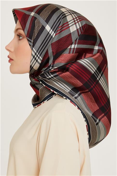 Armine Geometrik Desenli Sura Saf İpek Eşarp 9223D 33 35