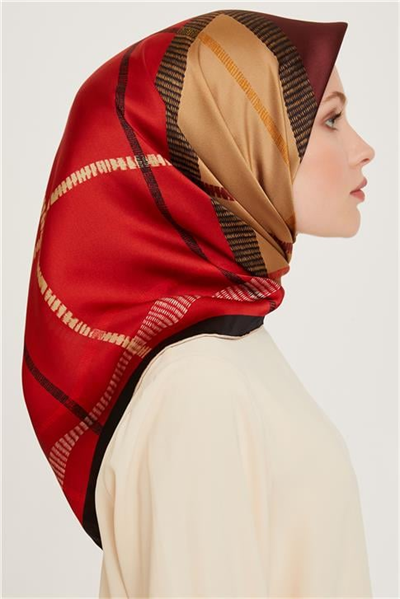 Armine Geometrik Desenli Sura Saf İpek Eşarp 9206D 31