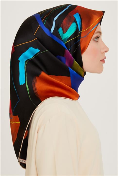 Armine Geometrik Desenli Sura Saf İpek Eşarp 9241D 82 83