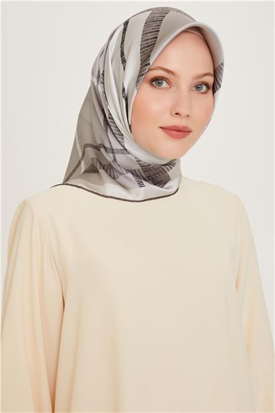 Armine Geometrik Desenli Sura Saf İpek Eşarp 9206D 05