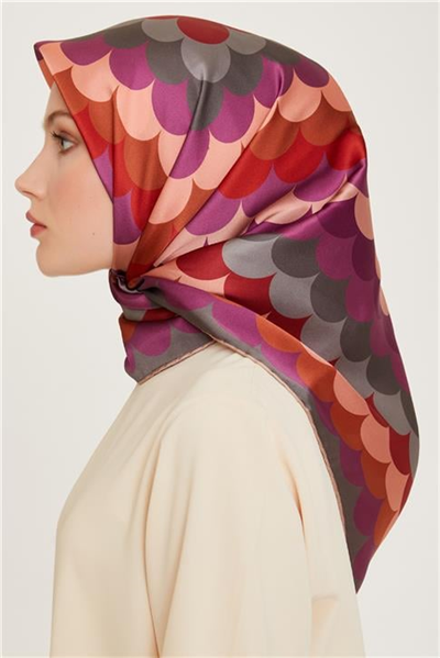 Armine Geometrik Desenli Sura Saf İpek Eşarp 9212D 01