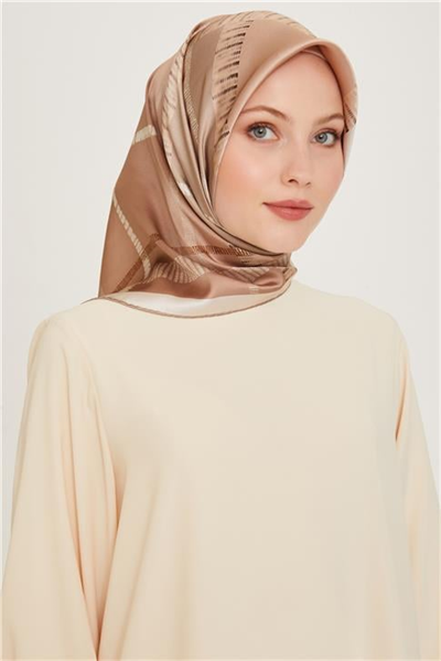 Armine Geometrik Desenli Sura Saf İpek Eşarp 9206D 85
