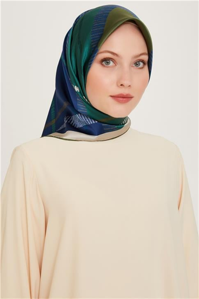 Armine Geometrik Desenli Sura Saf İpek Eşarp 9206D 55