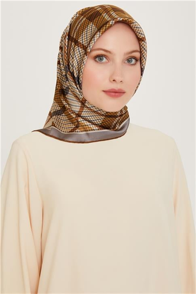 Armine Geometrik Desenli Sura Saf İpek Eşarp 9247D 05