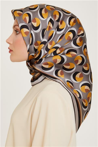 Armine Geometrik Desenli Sura Saf İpek Eşarp 9219D 05 36