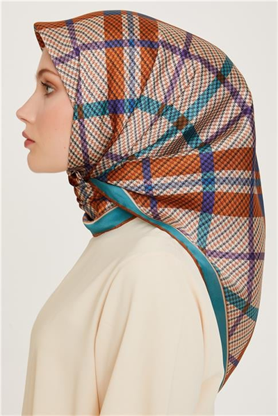 Armine Geometrik Desenli Sura Saf İpek Eşarp 9247D 04
