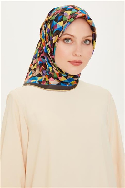 Armine Geometrik Desenli Sura Saf İpek Eşarp 9214D 84