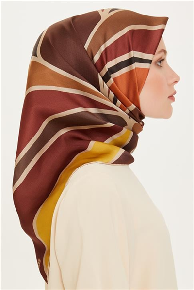 Armine Geometrik Desenli Sura Saf İpek Eşarp 9232D 34