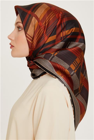 Armine Geometrik Desenli Sura Saf İpek Eşarp 9223D 33 85